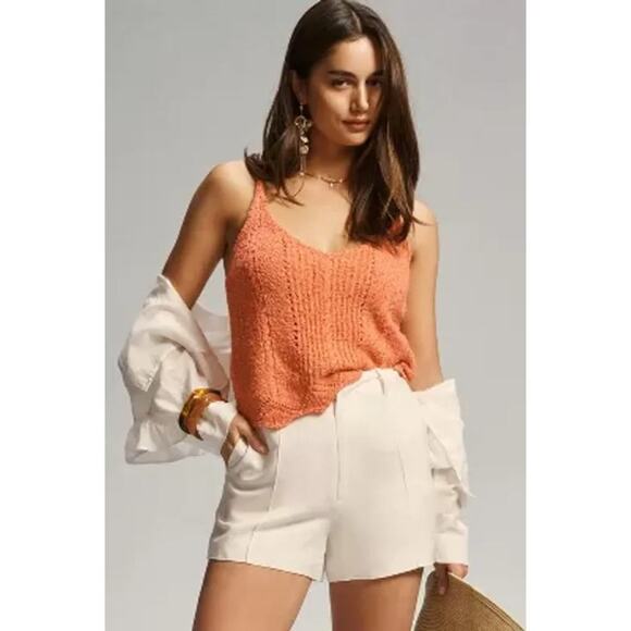 Anthropologie Tops - Anthropologie V Neck Pointelle Sweater Tank Coral Size S